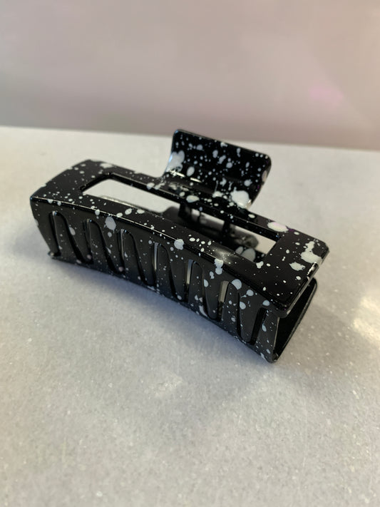 Black And White Splatter Claw Clip Small