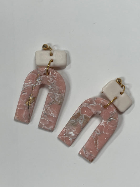 Pink marble earrings